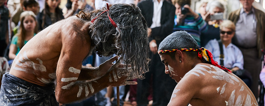 The guides of Tribal Warrior during an Aboriginal culture tour of Sydney Harbour. Photo: Flash Point Labs &copy; Tribal Warrior