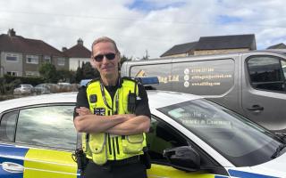 Sgt Paul Wharton during a speed enforcement operation in Baildon.