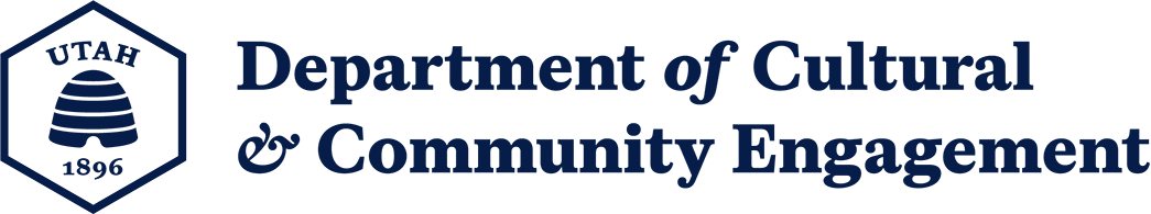 Utah Department of Cultural & Community Engagement logo with beehive emblem.