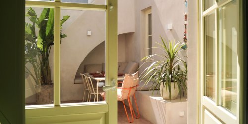 Patio avec banquette maçonnée