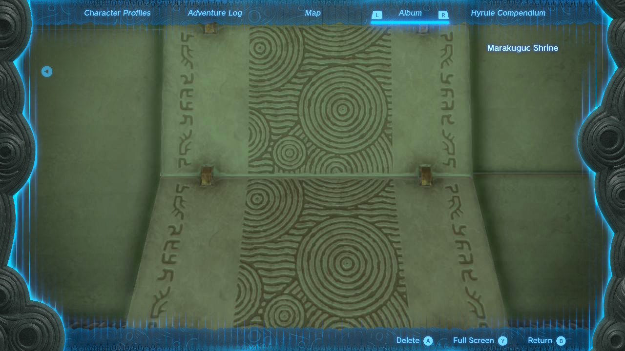 A camera capture of a wall with a pattern showing nested circles and squiggly lines