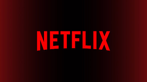Logo vermelho da Netflix em letras grandes centralizado em um fundo preto com uma borda vermelha escura degradê.