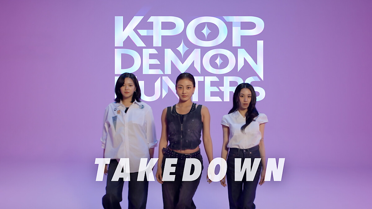 Jeongyeon, Jihyo, and Chaeyoung of TWICE perform "Takedown" from 'KPop Demon Hunters'