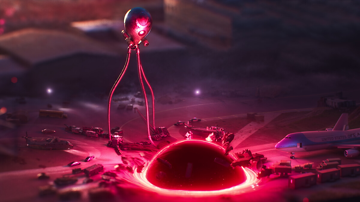 An miniature alien attacks a miniature airport in 'Love, Death, + Robots' Volume 4