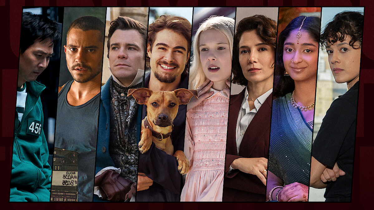 Montagem com diversos títulos da Netflix posicionados lado a lado sobre um fundo vermelho em que se lê "TUDUM"