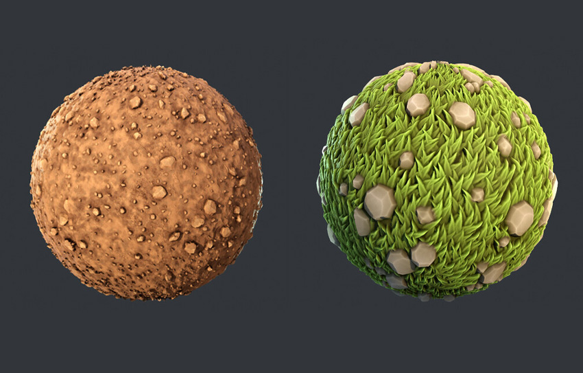 Two examples of 3D texturing.