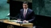 资料照片:巴拉圭总统圣地亚哥·潘尼亚于2023年9月19日在纽约联合国总部举行的第78届联合国大会上发表讲话。 