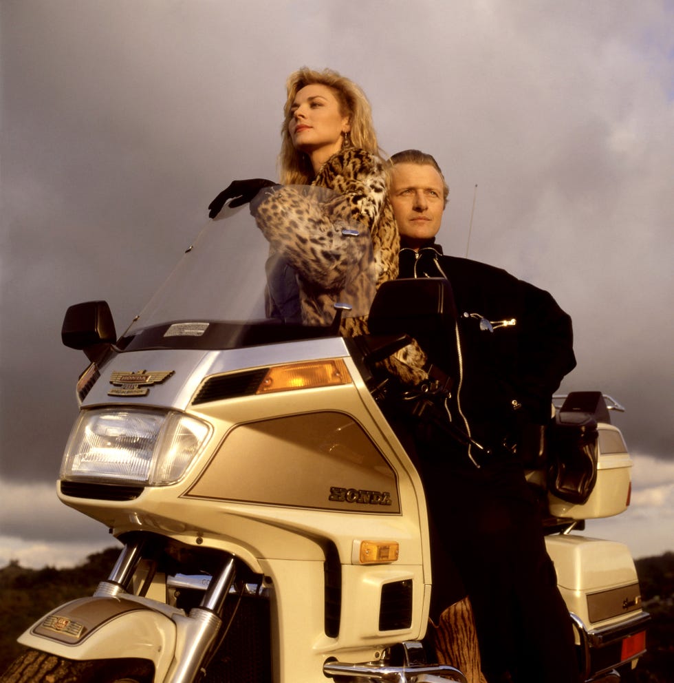 Kim Cattrall And Rutger Hauer On Motorcycle kim cattrall and rutger hauer on motorcycle