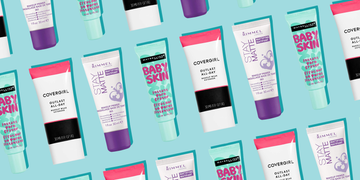 drugstore face primers for oily skin on blue background drugstore face primers for oily skin on blue background
