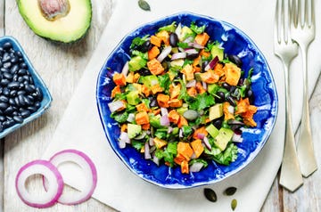 Roasted sweet potato black bean pepita avocado salad foods high in potassium - Roasted sweet potato black bean pepita avocado salad