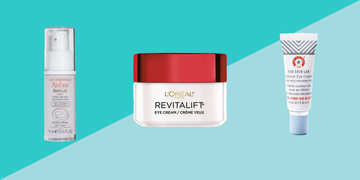 Best Retinol Eye Creams three retinol eye creams on a blue background