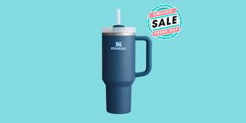 stanley amazon prime day reusable drink container with a lid and straw