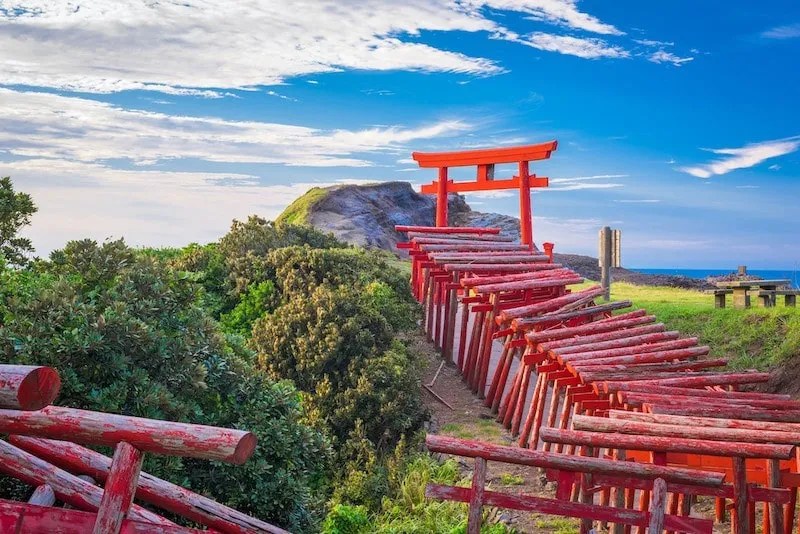 The endless array of torii gates at Yamaguchi Prefecture's seaside Motonosumi Inari Shrine