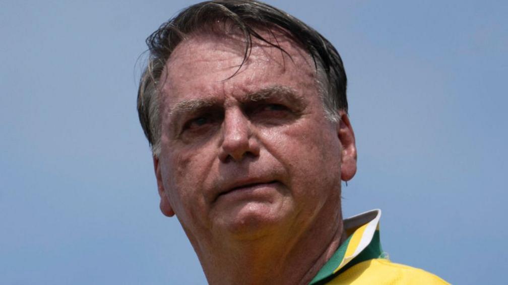 Brazil's former president Jair Bolsonaro looks on during a rally in Rio de Janeiro, Brazil, on March 16, 2025