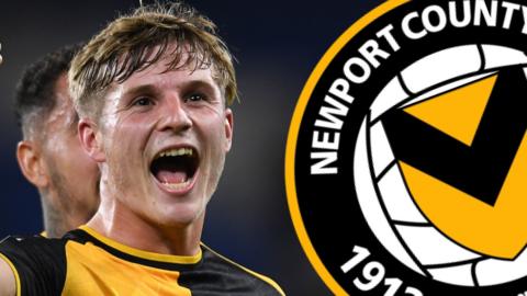 Tom Davies with Newport County badge