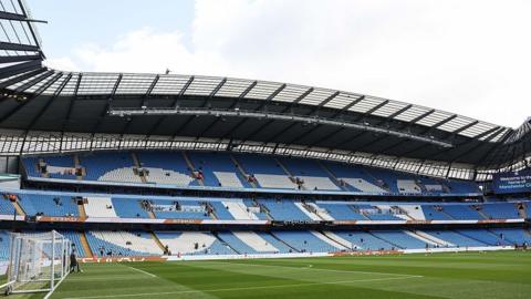 The Etihad stadium pitch.