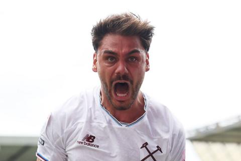 Konstaninos Mavropanos celebrates his equaliser