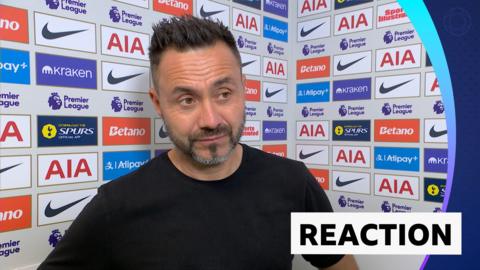 Tottenham Hotspur head coach Roberto de Zerbi during his post-match interview with BBC Sport