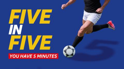 A generic picture of an unknown footballer beside the words: "Five in Five you have five minutes"