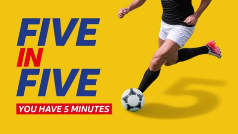 A picture of a generic footballer next to the words "Five in Five"
