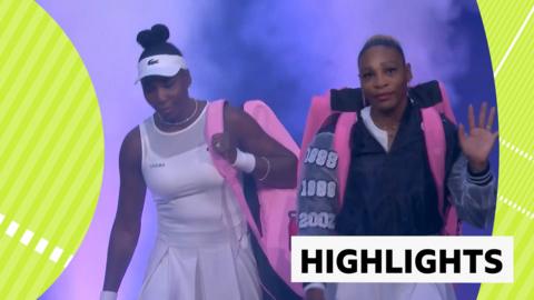 Venus and Serena Williams exit the court at the US Open.