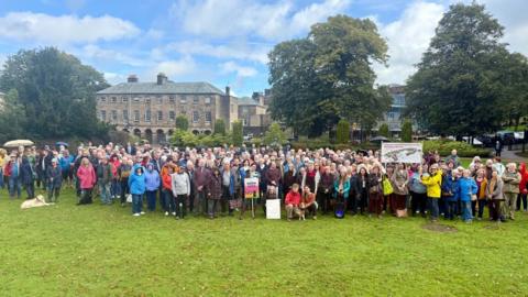 People in Buxton gathered on Saturday to voice their objections to plans for shops, restaurants and housing