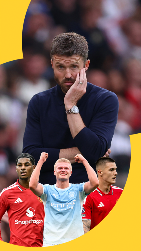 Manchester United manager, Michael Carrick looks disappointed after their 0-1 loss to Manchester City