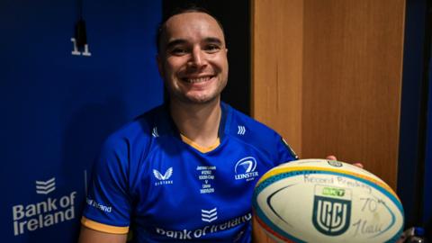 James Lowe celebrates with his record breaking ball