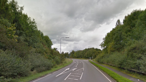 A screenshot of Google Maps showing a section of the A515.