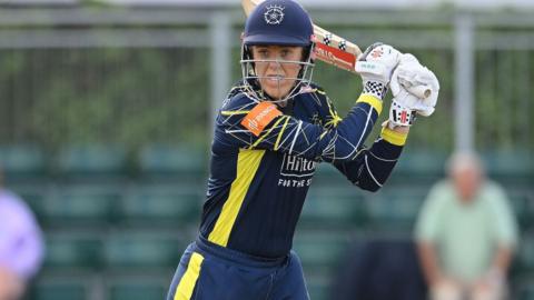 Georgia Adams playing a shot through the offside for Hampshire in the One-Day Cup