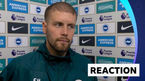 Brighton manager Fabian Hurzeler during his post-match interview with BBC Sport