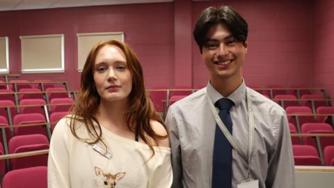 Two students in a drama studio