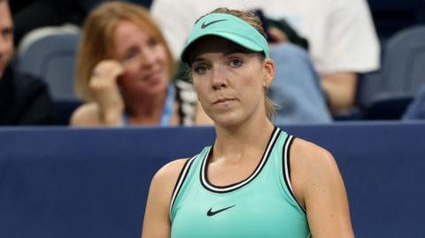 Katie Boulter looks glum at the US Open