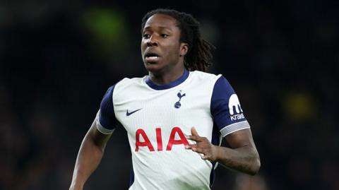 Tottenham Hotspur player Damola Ajayi in action during the match against Elfsborg in the Europa League at the Tottenham Hotspur Stadium on 30 January 2025