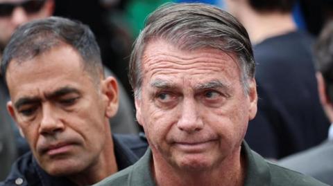 File photo of former Brazilian President Jair Bolsonaro leaving the hospital on 14 September, 2025.