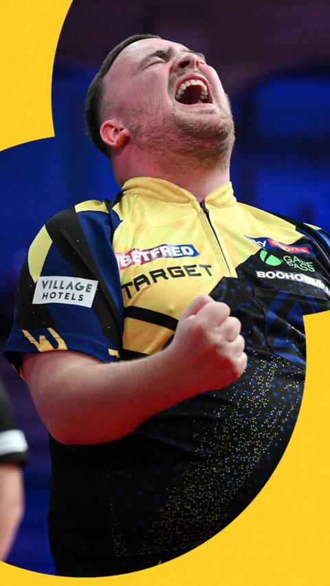 Luke Littler celebrates