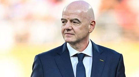 Gianni Infantino looks on during the World Cup