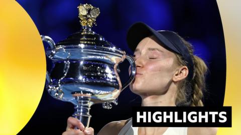 Elena Rybakina kissing the US Open trophy