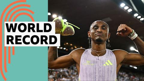 Brazil's Alison dos Santos after breaking world record