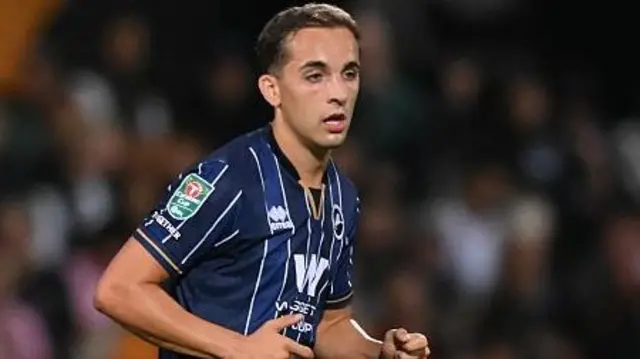 Alfie Massey of Millwall during the Carabao Cup Second Round match between Cambridge United and Millwall at the Cledara Abbey Stadium in Cambridge, on August 25, 2026.