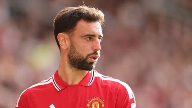 Bruno Fernandes looks on for Manchester United