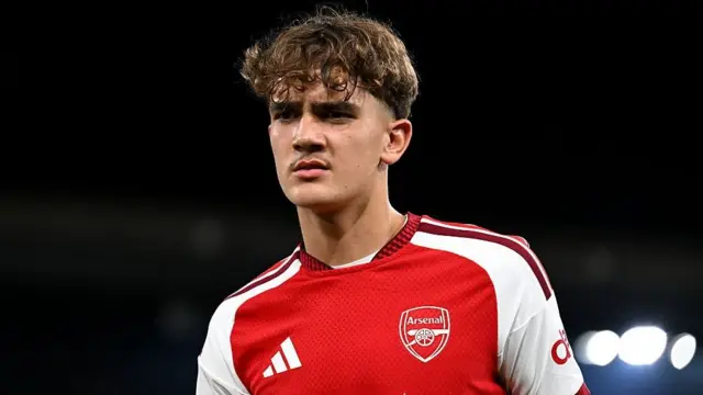 A close-up image of Max Dowman during an Arsenal match