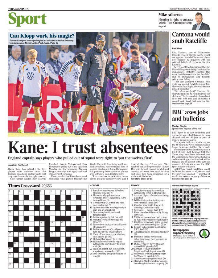 The Times back page