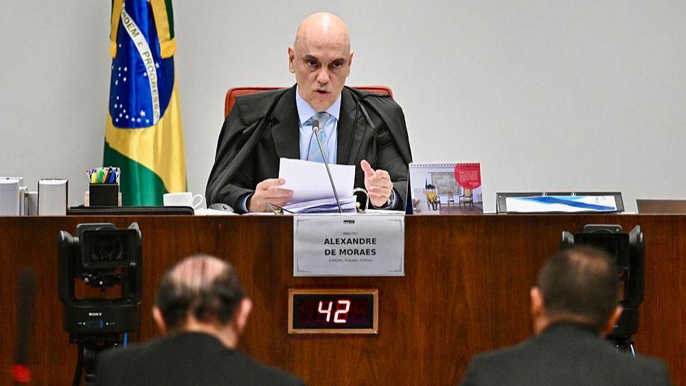 Brazilian Supreme Court Judge Alexandre de Moraes speaks in court in June 2025