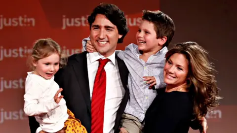 Prime Minister Justin Trudeau with his family