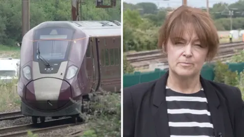 Left, the train involved. Right, BBC reporter Jo Black.