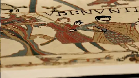 Section of the Bayeaux Tapestry filmed at the British Museum