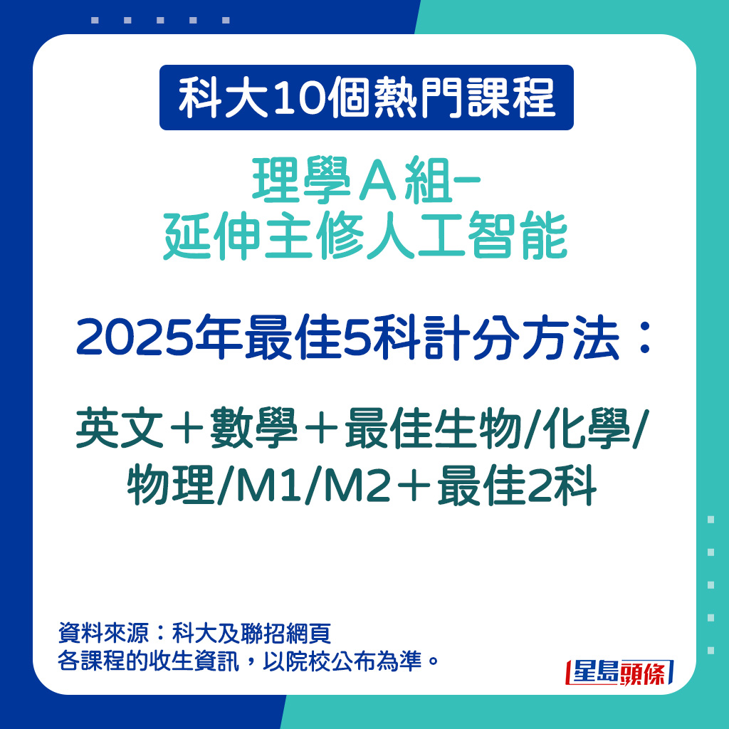 理學Ａ組– 延伸主修人工智能的2025年最佳5科計分方法。