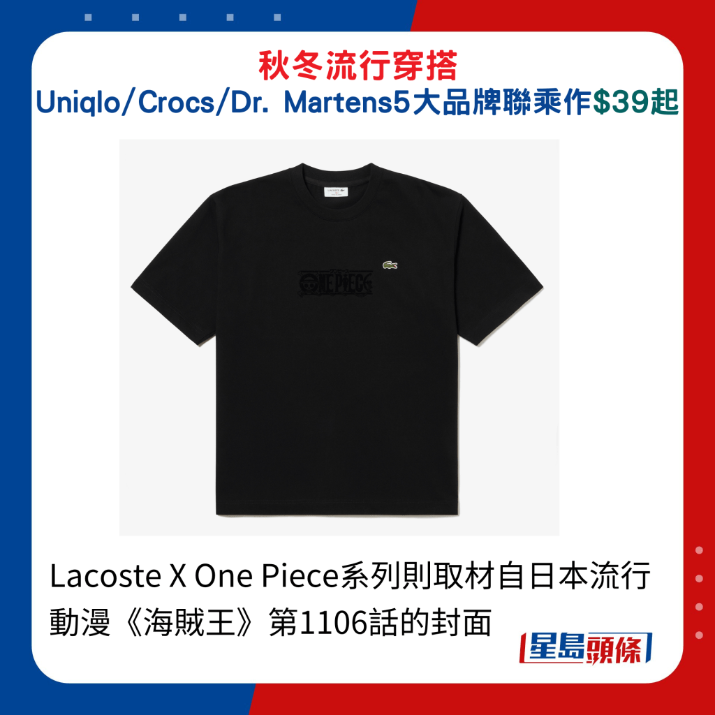 Lacoste X One Piece系列則取材自日本流行動漫《海賊王》第1106話的封面