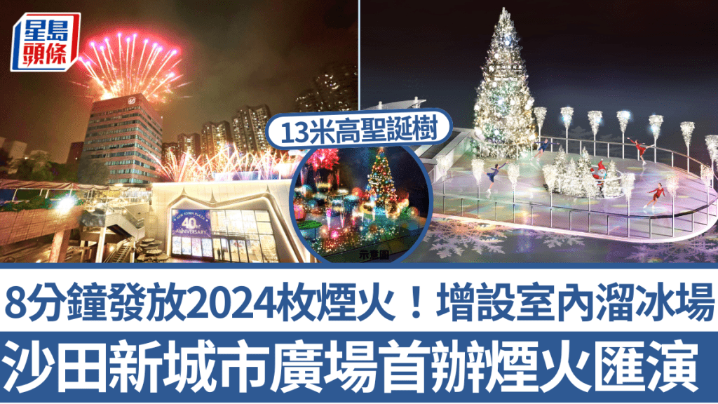 沙田新城市廣場首辦煙火匯演11月上演！全長8分鐘發放2024枚煙火 增設室內飄雪溜冰場+13米高聖誕樹